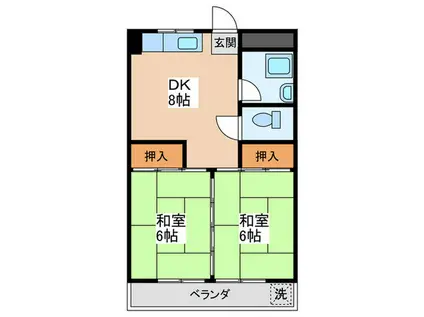 日吉マンション(2DK/7階)の間取り写真