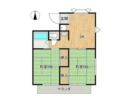 みどりハイツ(2DK/2階)の間取り写真