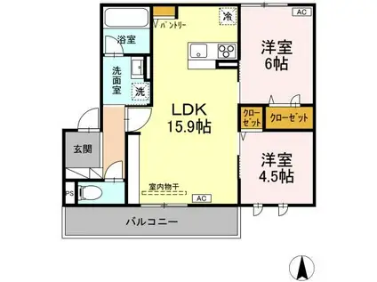 D-ROOM中太田新田(2LDK/2階)の間取り写真