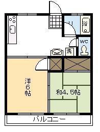 コーポマリブ(2DK/2階)の間取り写真