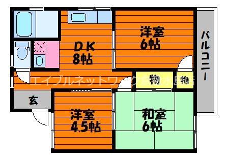 コーポ猪木(3DK/2階)の間取り写真