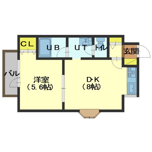 アルム桔梗(1DK/1階)の間取り写真