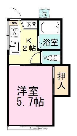 ドエル習志野(1K/2階)の間取り写真