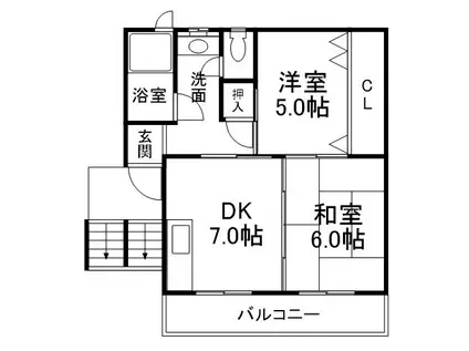 梅ノ宮ハイツ(2DK/3階)の間取り写真