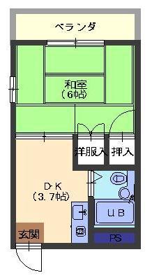 フローラル山手(1K/3階)の間取り写真