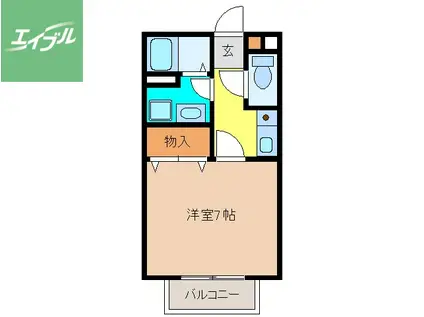 セジュール紅葉II(1K/1階)の間取り写真