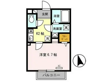 セルベイユIII(1K/2階)の間取り写真