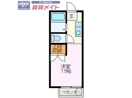 グリーンハイツ(ワンルーム/2階)の間取り写真