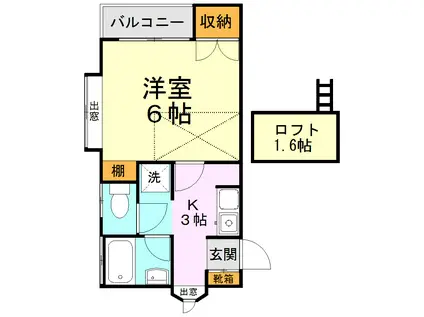 ラムズ8201(1K/2階)の間取り写真