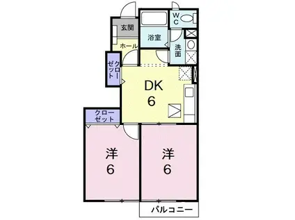 ブレッザ(2DK/1階)の間取り写真