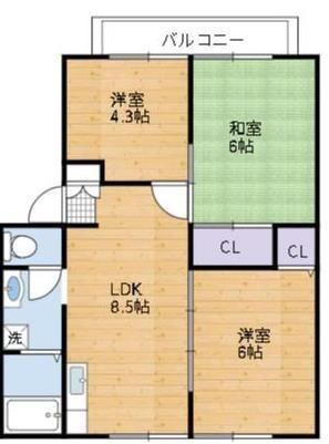 サンフォーレハイツ A棟(3LDK/2階)の間取り写真