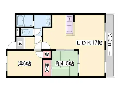ルークレジデンス姫路II(2LDK/2階)の間取り写真