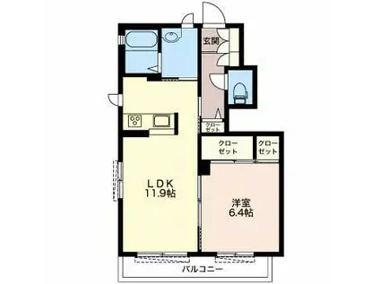ルーチェ(1LDK/1階)の間取り写真