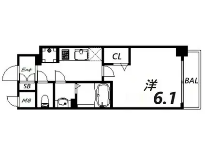 エステムコート神戸グランスタイル(1K/5階)の間取り写真