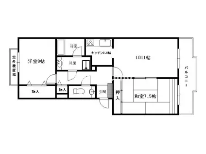 シュネルパーク・レジデンス(2LDK/1階)の間取り写真