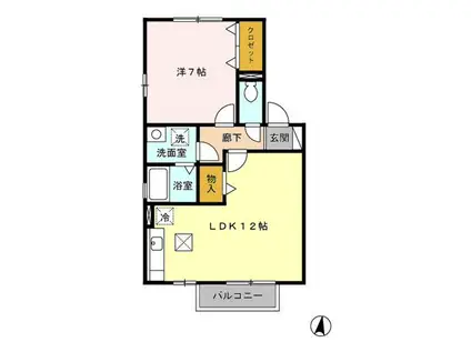 グランモア和田 A(1LDK/1階)の間取り写真
