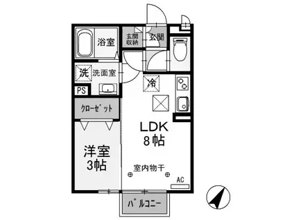 ヴィラフォレスタB(1LDK/1階)の間取り写真