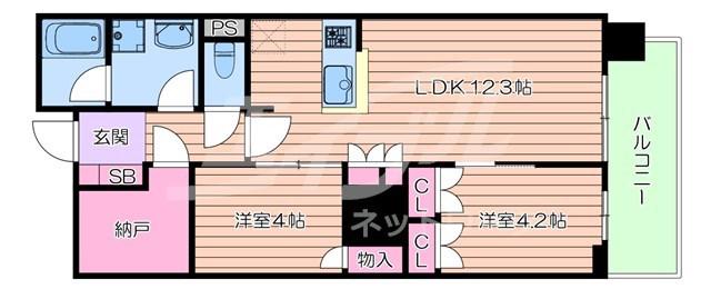 RJR堺筋本町タワー(2LDK/5階)の間取り写真