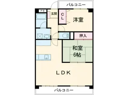 春日グリーンフラッツ(2LDK/3階)の間取り写真
