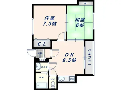 クイーンライフ巽(2DK/4階)の間取り写真