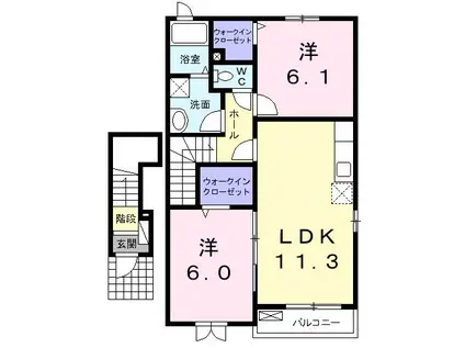 ガーデンヒルズA(2LDK/2階)の間取り写真