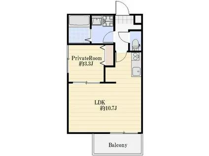 シェリル加古川(1LDK/4階)の間取り写真