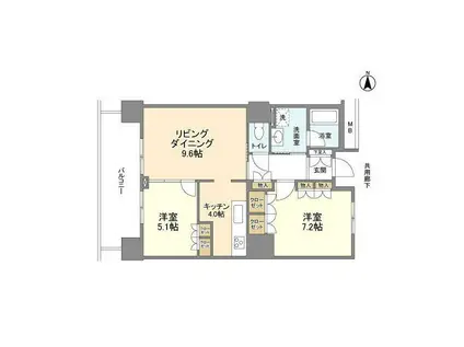 豊洲シエルタワー(2LDK/14階)の間取り写真