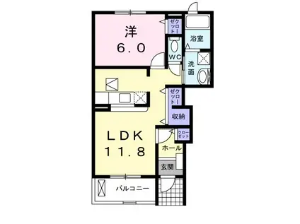 清新K2(1LDK/1階)の間取り写真