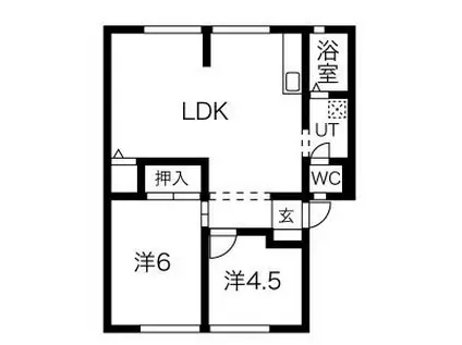 シャン・ヴィラージュ(2LDK/1階)の間取り写真