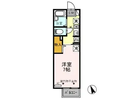 宇都宮テックハイツ A(1K/1階)の間取り写真