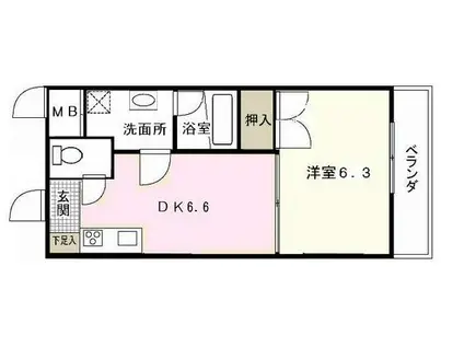 ノーブル平和大通(1DK/3階)の間取り写真