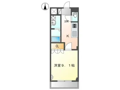 プランドール(1K/3階)の間取り写真