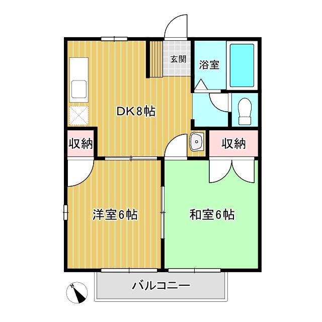 メゾン小林(2DK/2階)の間取り写真