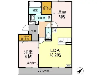 パルク アミティエ I(2LDK/2階)の間取り写真
