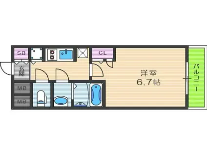 アクアプレイス福島EYE(1K/9階)の間取り写真