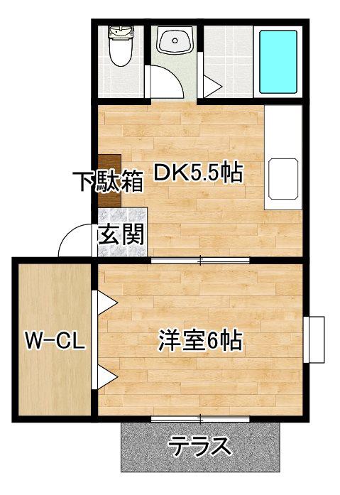 コンフォートハイツ(1DK/2階)の間取り写真