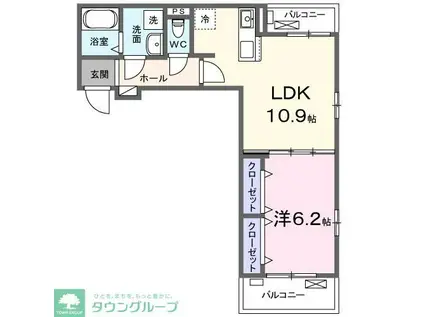 フロイエI(1LDK/3階)の間取り写真