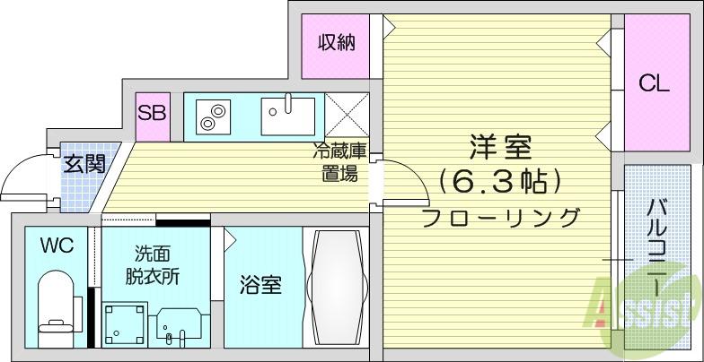 アバルト南光台(1K/1階)の間取り写真