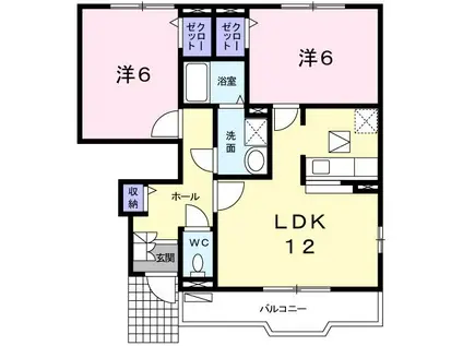 ロザージュ(2LDK/1階)の間取り写真