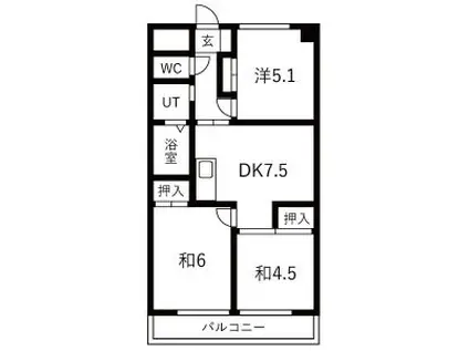 ソレイユ フジ(3DK/2階)の間取り写真