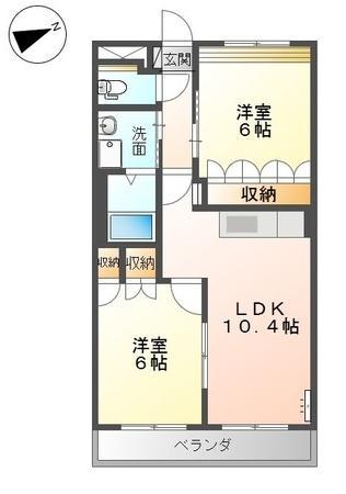 ルノアール(2LDK/2階)の間取り写真