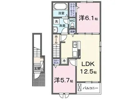 クラール有本(2LDK/2階)の間取り写真