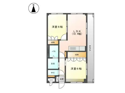 ルーラルII(2LDK/1階)の間取り写真