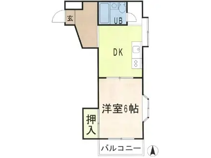 ベルハイツ依田(1DK/3階)の間取り写真