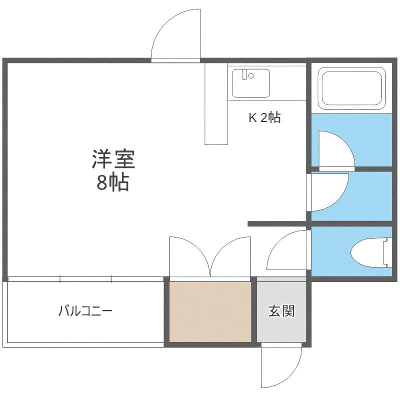 グランドール菊水(1K/4階)の間取り写真