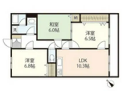グランボヌール上安(3LDK/1階)の間取り写真