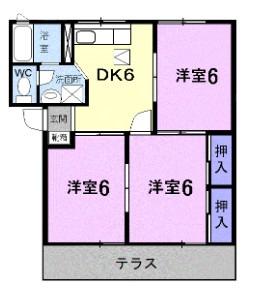 アブニール吉富C(3DK/1階)の間取り写真