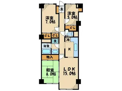 ボヌール天神(3LDK/2階)の間取り写真