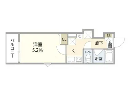 グランクオール朝霞(1K/2階)の間取り写真