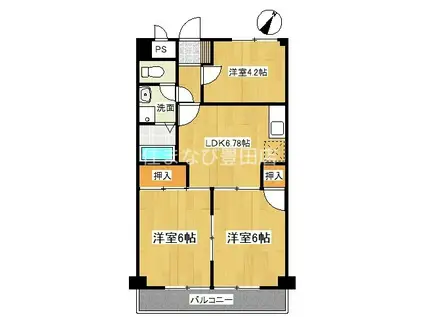 第一板倉マンション(3DK/4階)の間取り写真